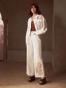 MOTF PREMIUM EMBROIDERY BUTTON UP DENIM JACKET