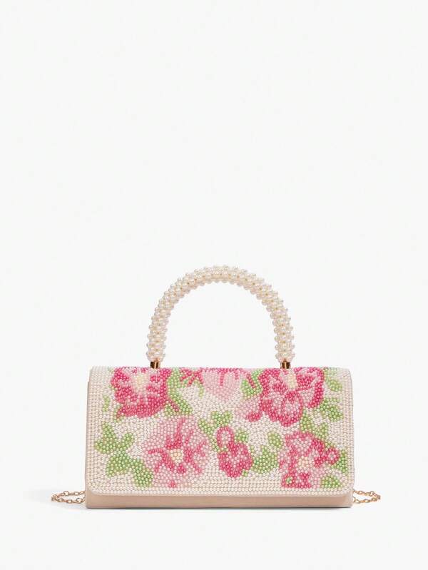 SHEIN Belle Pearl Decor Evening Clutch, Fashionable Women's Handbag