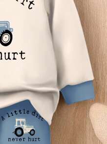 SHEIN Infant Boys Casual Loose Comfy Knit Soft Hoodie & Pants Set, Suitable For Autumn/Winter Baby Boy Clothes Toddler Boy Clothes Baby Boy Hoodie Outfit Baby Boy Tractor Outfit Little Boy Sweatpants Fall