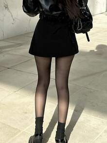 DAZY Mujeres verano sencillo multicolor con abertura lateral pantalón falda corta