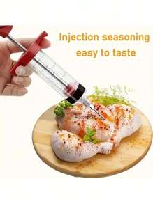 SHEIN 1PC Kitchen Turkey Meat Syringe, Juicy Tube Turkey Kebab Injection Needle Injection Tool For Turkey, Meat And Smoked Barbecue For Spreading Sauces, Grilling, Seasoning, Cooking Gadgets
