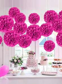 16/20/21pcs Pink, Blue, Green, Multicolor Paper Flower Balls Pom Pom Decorations, Suitable For Mother's Day, Wedding, Confession Day, Baby Shower, Birthday Party, Indoor And Outdoor Decor
