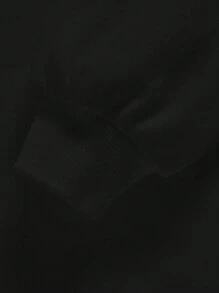 男婴柔软针织连帽套头衫，厚实休闲，适合秋季穿着。男婴卫衣，男童卫衣，儿童卫衣，秋冬季款。 - 黑色 - 查看 5