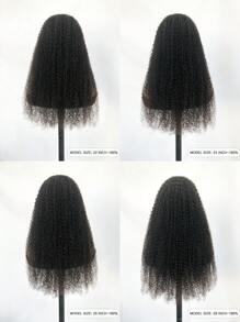 Afro Curly 22-28 Inch Natural Black Color V Part Wig Machine Made Human Hair Neat Natural Looking High Density - SNatural - View 7