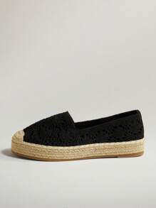 SHUZIA Women's Fashion Casual Comfy Mesh Lace Hollow Out Round Toe Flats For Christmas