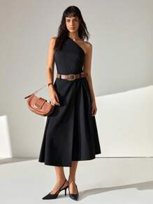 CLARA VERO Women Solid Color Belted Detailed Skirts - Black - View 3