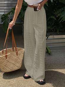 DAZY Women's Loose Elastic Waist Casual Long Pants For Summer Holiday - Mint Green - View 5