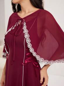 Modelyn Romantic Chiffon Shawl & Bodycon Dress 2 Pieces Set For Women