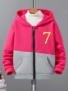 Sweat-shirt-shirt zippé avec poche et blocs de couleurs pour garçon préadolescent - Multicolore - Voir 3