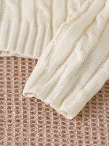 SHEIN Sparklyn Tween Girl's Knight Graphic V-Neck Long Sleeve Casual Sweater Fall Winter - Apricot - View 4