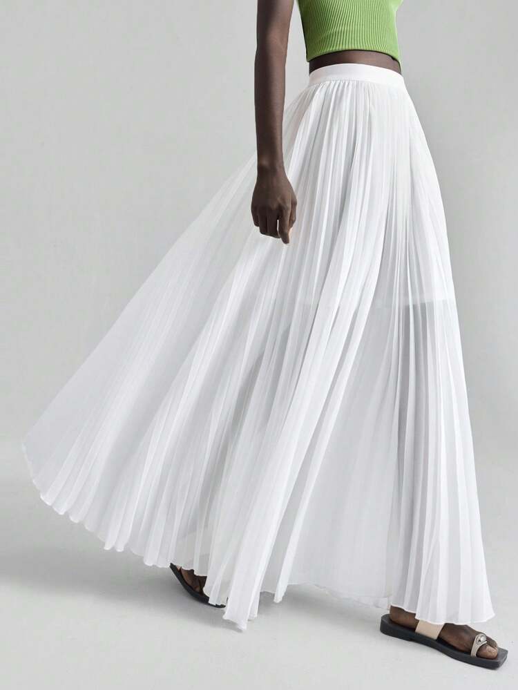 2025 Autumn/Winter Back To School, Halloween, Christmas, Business Casual, Retro Elegant Versatile Basics, Nashville Fashion, Casual Minimalist Solid Color Pleated Skirt