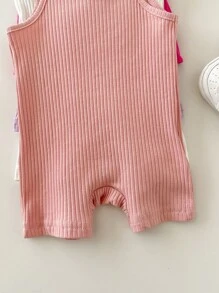 Baby Girl Casual Knitted Solid Color Halter Romper Set, 5pcs