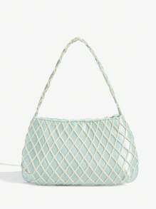 SHEIN SXY 女士贝壳包手提包，时尚、简约、优雅、多功能，适合海滩、度假、假日、夏季、海边 - 薄荷綠 - 查看 5