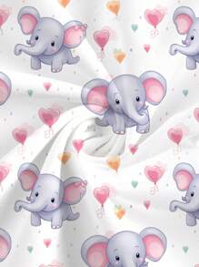 PopScrub Women's White V-Neck Short Sleeve Double Pocket Side Slit Cute Elephant Cartoon Animal Heart Balloon Print Nurse/Doctor Uniform Top/ Scrubs, Solid Color Pet Grooming Uniform Top/Dietitian Workwear Short Sleeve/Lab Coat With Multi-Pockets, Summer Ladies Top Women Scrub Tops Nurse Scrubs Nursing Scrub Tops Scrub Tops With Elephants Print Elephant Print Scrubs