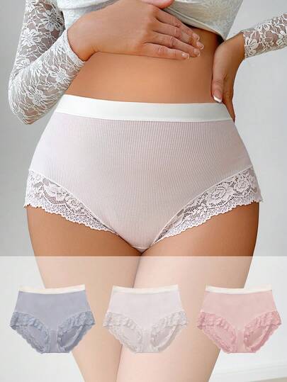 BloomMama Quần lót ren chắp vá thoải mái đơn giản cho bà bầu