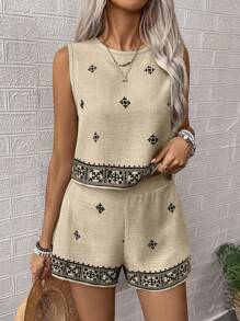 SHEIN PETITE 女士夏季休闲度假两件套