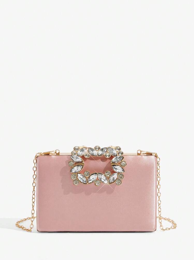 SHEIN Belle Elegante clutch da donna da sera rosa con applicazioni di cristalli alla moda - Rosa Baby - Visualizzare 2