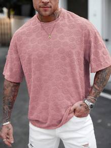 Manfinity Homme Men's Plain Textured Jersey Crew Neck Short Sleeve T-Shirt - Dusty Pink - View 6