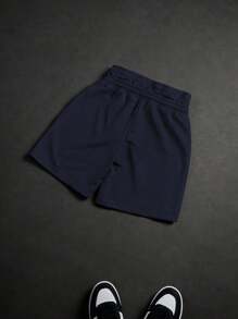 PAVTROS 印花抽绳腰宽松休闲男士短裤，夏季 - 藏蓝色 - 查看 8