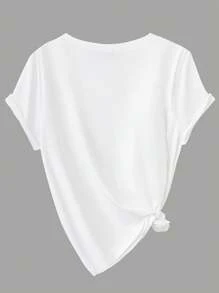 Calvaya Plus Size Casual Versatile Solid Color Short Sleeve T-Shirt - Multicolor - View 6