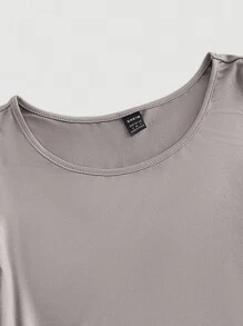 SHEIN MOD Women Off Shoulder Casual 2 In 1 Grey Long Sleeve Bubble Dress - Grey - View 4