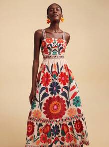 Travachic 夏季度假休闲花卉印花吊带背心连衣裙 - 彩色 - 查看 3