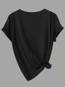 Calvaya Plus Size Solid Color Round Neck Short Sleeve Simple Casual Top - Multicolor - View 6