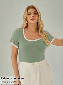 Auralis 夏季大码女式拼色紧身 T 恤 - 彩色 - 查看 1