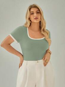 Auralis 夏季大码女式拼色紧身 T 恤 - 彩色 - 查看 5