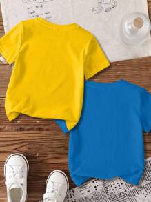 Rubble X SHEIN 男童两件套休闲卡通狗印花短袖T恤，夏季 - 彩色 - 查看 2