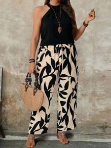 SHEIN PETITE 2件套休闲舒适大码女式印花服装 - 彩色 - 查看 5