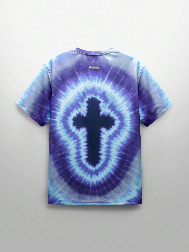 Men's Street Style Tie-Dye Knit Short Sleeve T-Shirt, Suitable For Summer