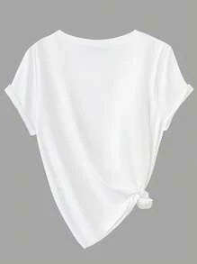 Easura 大码休闲百搭纯色短袖 T 恤，基本款 T 恤 - 彩色 - 查看 5