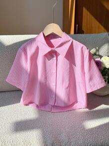 Comfortcana Women's Casual Pink Striped Shirt, Fashionable For Summer - Multicolor - View 2