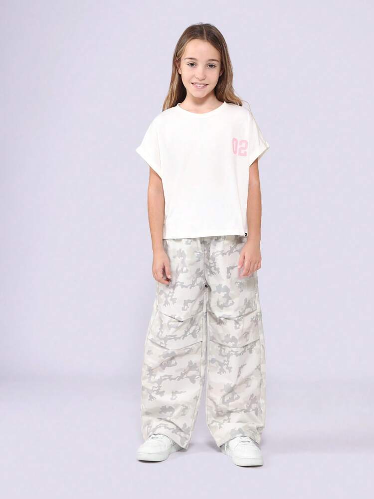 Boxy T-Shirt With Camouflage Wide Leg Pants