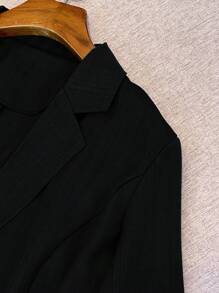 GlowEve CURVE Áo khoác Blazer cài nút đơn giản hàng ngày đi làm đi chơi cỡ lớn - màu đen - Xem 3