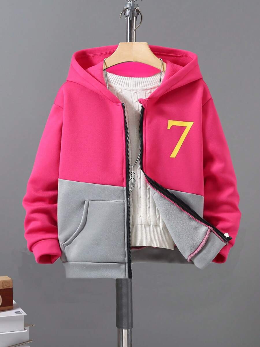 Sweat-shirt-shirt zippé avec poche et blocs de couleurs pour garçon préadolescent - Multicolore - Voir 1