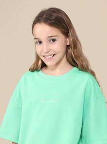 SUMWON Casual Brooklyn Summer Co-Ord Oversized T-Shirt Runner Short Set Youth Teen Fashion Sports Number Relaxed Streetwear Soft Vacation Outfit - Green - View 6