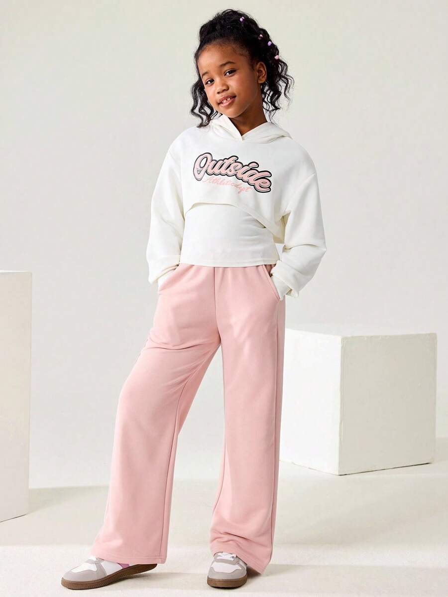 JNSQ 3 قطع طقم ملابس للفتيات المراهقات، بلوزة هودي كم طويل مع سترة صدرية وبنطلون رياضي فضفاض 3 قطع، مناسب للارتداء اليومي، الأنشطة الخارجية، العطلات، الملابس الشارعية، الحفلات والملابس الكاجوال - متعدد الألوان - مشاهدة 1