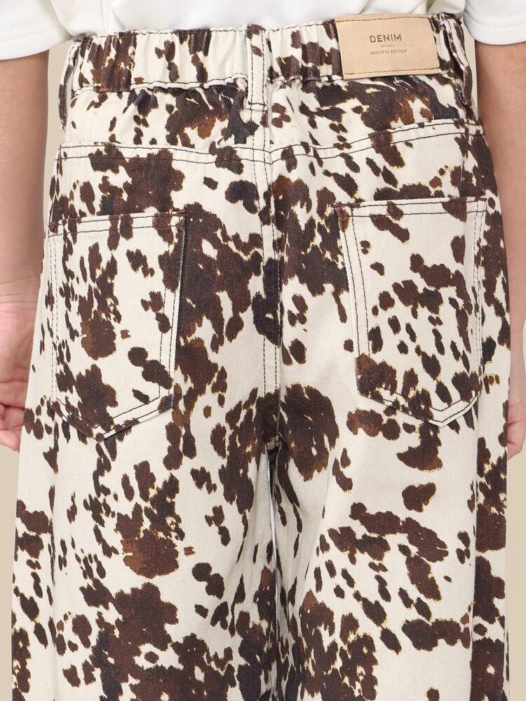 Pantalon large à imprimé vache et coupe ample