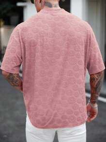 Manfinity Homme Men's Plain Textured Jersey Crew Neck Short Sleeve T-Shirt - Dusty Pink - View 2