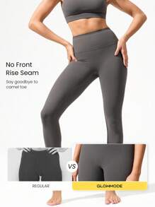 GLOWMODE 24英寸 FeatherFit™ 塑身提臀塑形可拆卸臀垫无前缝速效收腹紧身裤低冲击瑜伽普拉提 Barre Studio 日常休闲装 - 深灰色 - 查看 5