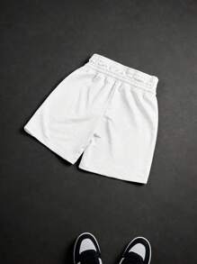 PAVTROS 2件装男士字母印花抽绳腰宽松短裤