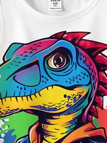 SHEIN Leap Crew 青少年休閒可愛卡通圖案圓領背心，適合夏天穿著 - 白色 - 查看 5