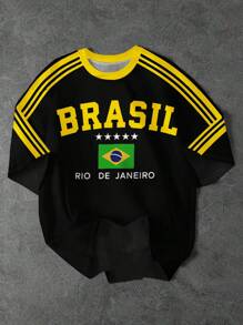 SHEIN 青少年男童休闲简约短袖圆领T恤，适合夏季 - 彩色 - 查看 1