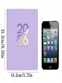 SHEIN 2026 年每日计划本、365 天日历笔记本、时间管理日记本（英语、西班牙语、葡萄牙语）、学校用品、返校 - 彩色 - 查看 2