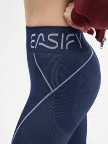 Eassivo Eassivo Leggings sportivi da donna in vita alta con stampa di lettere, adatti per uso quotidiano e fitness - Grigio Scuro - Visualizzare 7