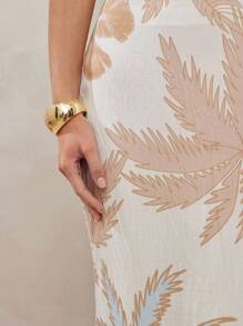 L'Amorae Summer Tropical Print Summer Maxi Skirt - Apricot - View 2