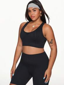 Easithlete Plus Size Women's Seamless Hollow Out Y-Back Sports Bra