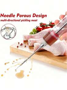 SHEIN 1PC Kitchen Turkey Meat Syringe, Juicy Tube Turkey Kebab Injection Needle Injection Tool For Turkey, Meat And Smoked Barbecue For Spreading Sauces, Grilling, Seasoning, Cooking Gadgets